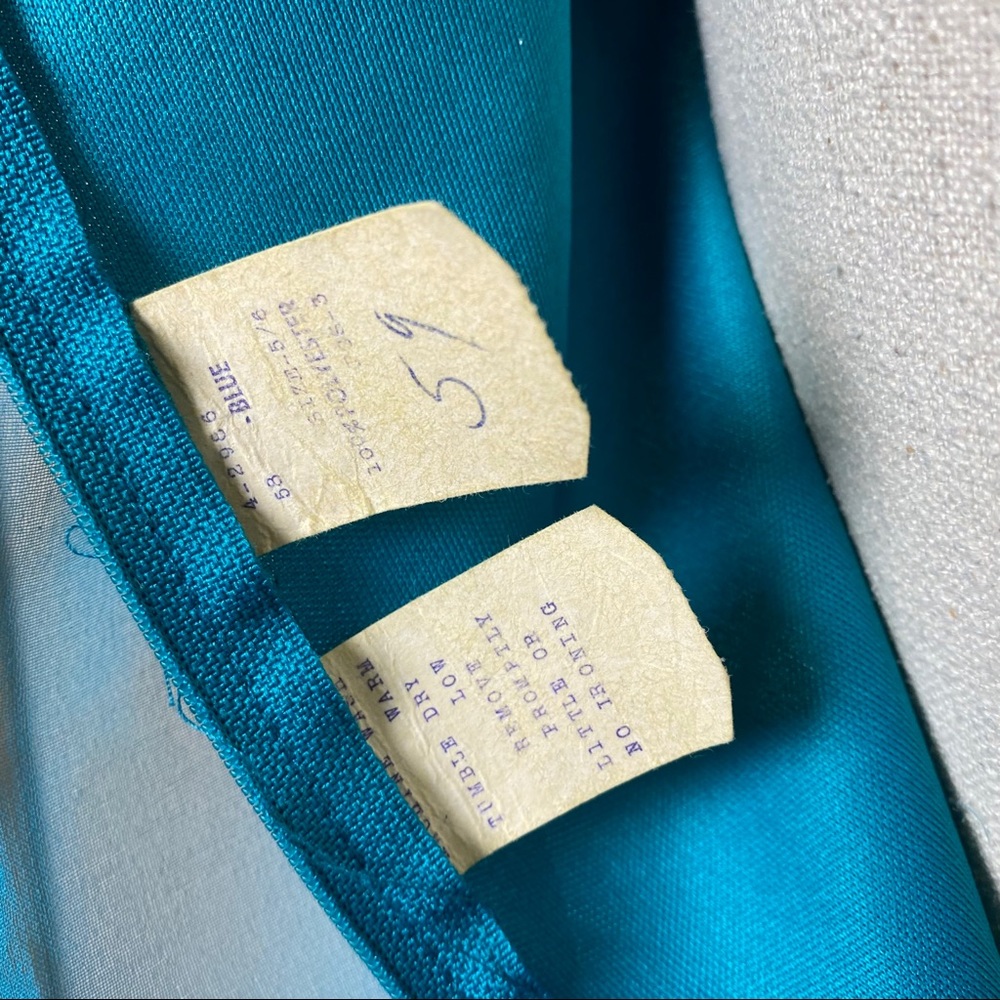 Vintage 70s Cerulean Flutter Sleeve Dress - Picture 8 of 8